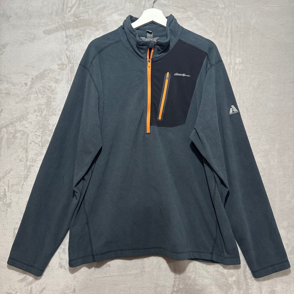 Eddie Bauer First Ascent Mens 2XL Gray Fleece Quarter Zip Pullover Jacket
